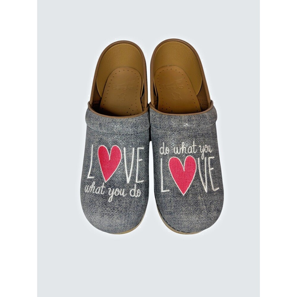 Dansko Twin Pro Love What You Do Clogs Grey Nubuck Women's Sz 39 Fits 8.5-9 NWOT